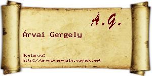Árvai Gergely névjegykártya